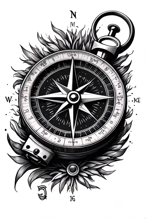 Compass Tattoo With Travel Content Creator With Various Digital With High Detailing