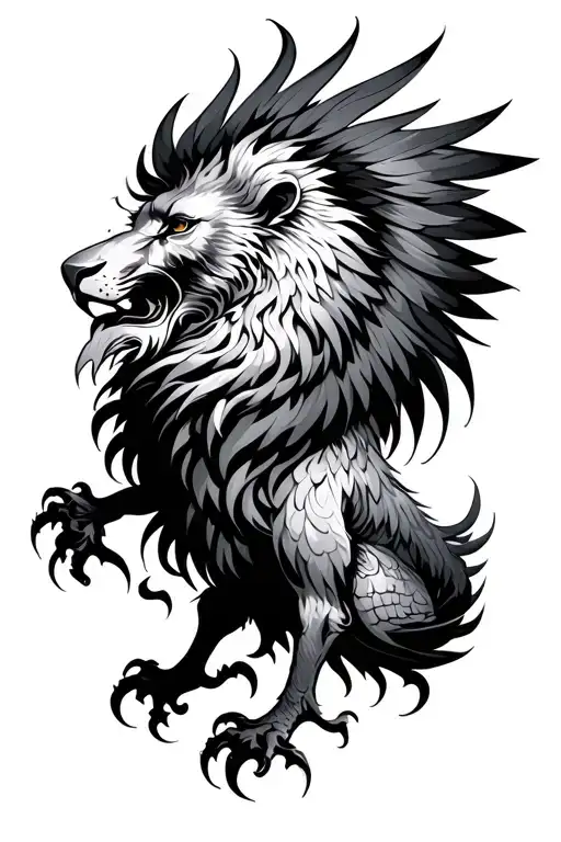 Grunge Phoenix Lion Strength
