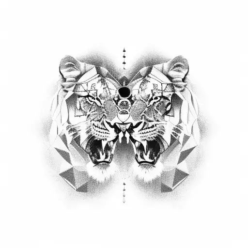 Lion And Tiger Fighting In A Futuristic Mechanical Style Representing The Duality Of Gemini