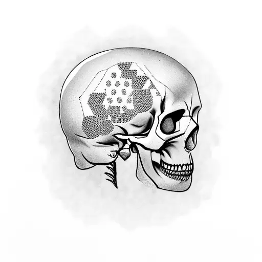 Phrenology Skull Mixed In A Diamond With Dot Work And Make It A Bit Creepy Horror