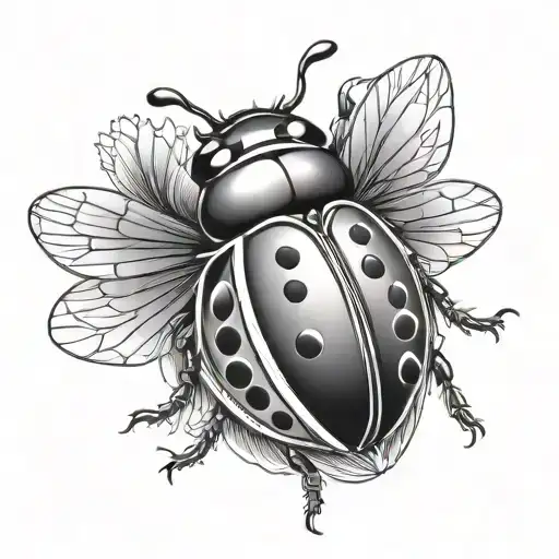 Ladybug With Wings Open