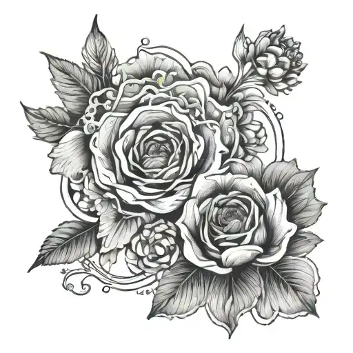 Black And White Rainbow Made Of Flowers