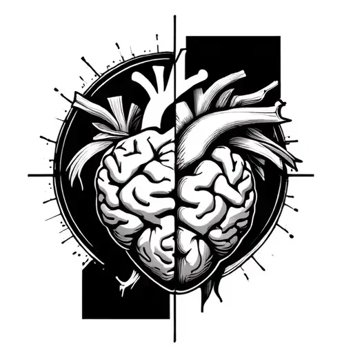 Half Half Brain Heart In A Circle