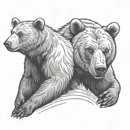 One Male Bear One Female Bear Looking