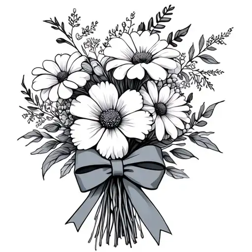 July And August Birth Flowers Bouquet With Small Bow Simple