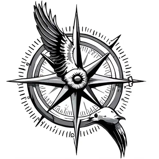 Swallow With Large Compass Star