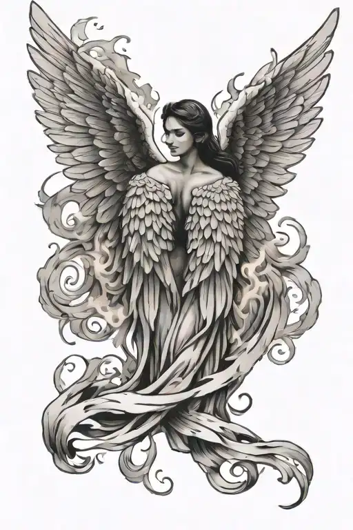 Angel Wings With One Burning