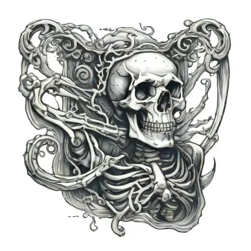 Skeleton Sinking Underwater