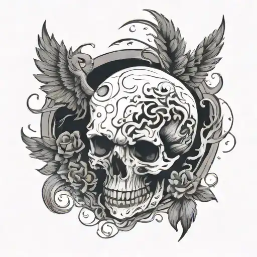 Momento Mori Written With Phoenix Rising From Ashes