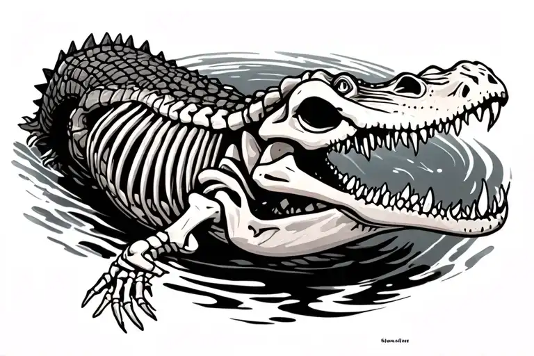 Alligator Swimming Skeleton