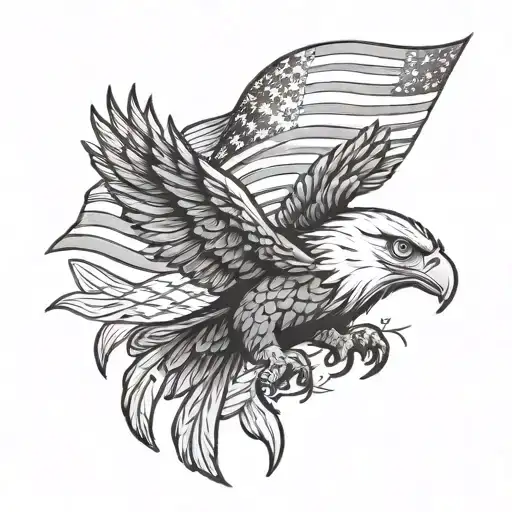 Us Flag And Eagle Head