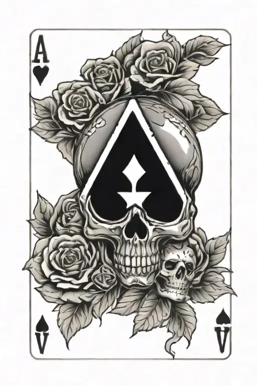 Playing Cards Diamond Ace With Skull Inside