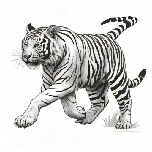 White Tiger Walking Side View