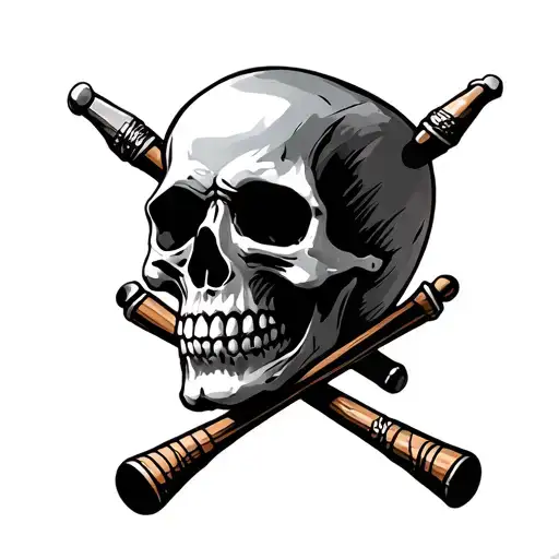 Skull Drumsticks Crossed