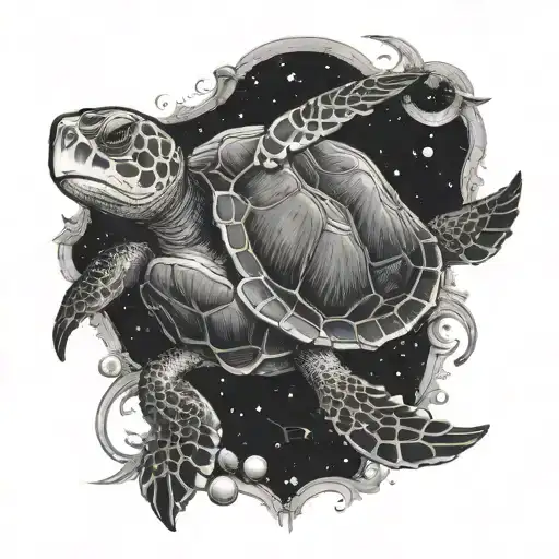 Space Long Neck Turtle World On Back