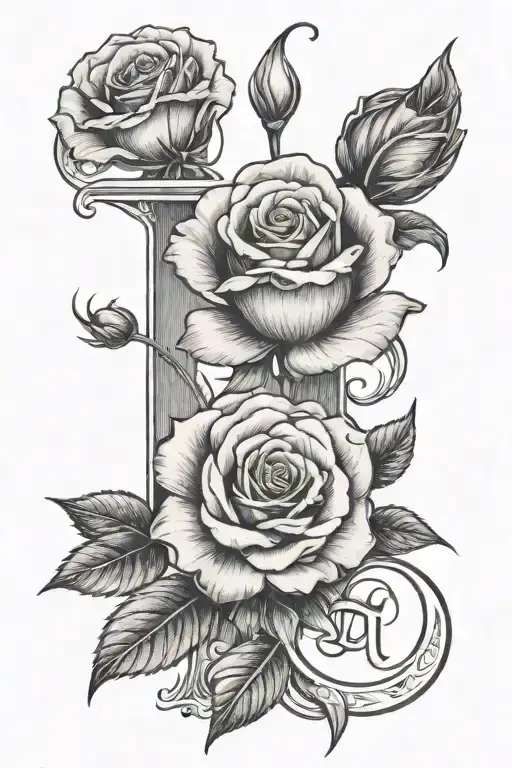 A Bundle Of Flowers With A Rose In The Middle With The Letter A In The Middle Of The Rose