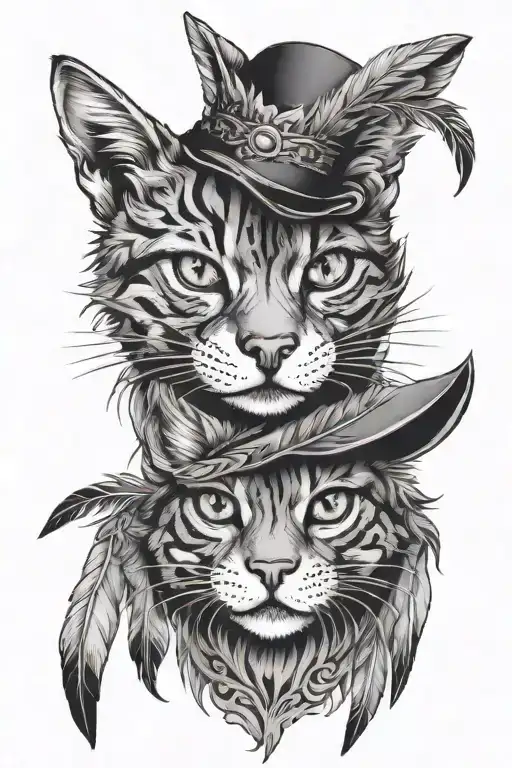 Dog And Cat Face With Feathers Hanging