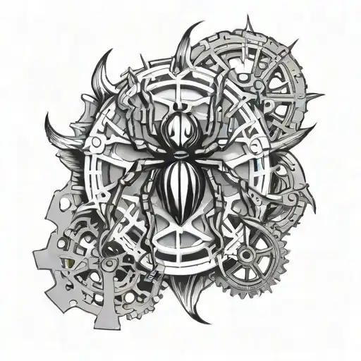 Gear And Three Spider Legs In Circle Shape Made