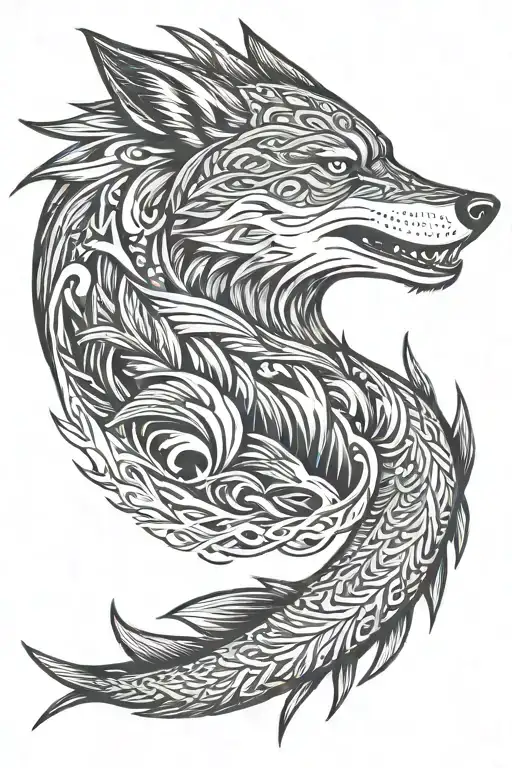 Lone Wolf Howling And Fish