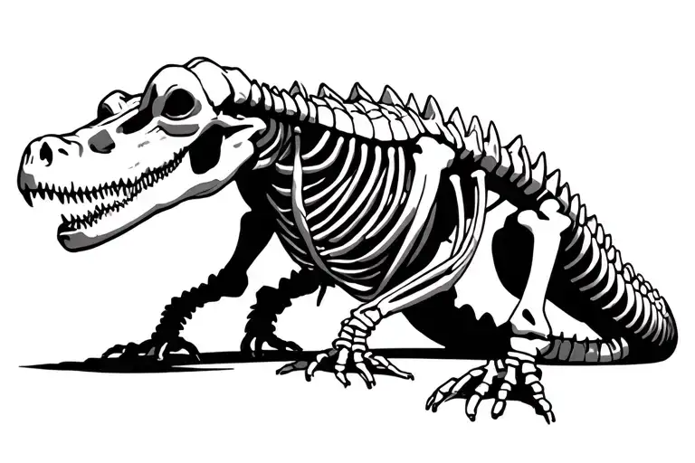 Aligator Skeleton Full Length With Some Flesh