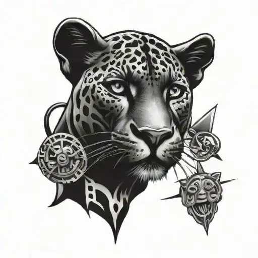 Panther Black History Surrounded By Symbols