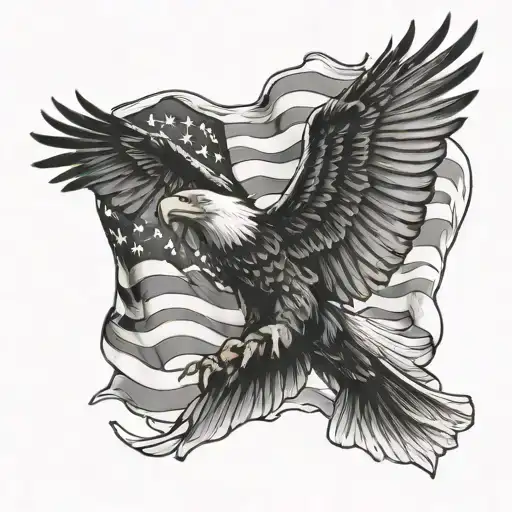 Us Flag And Eagle Soaring