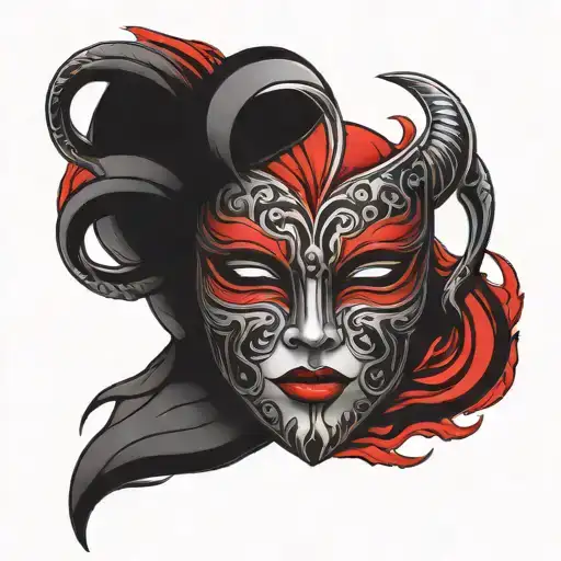 Black And Red Uni Mask Surrounded