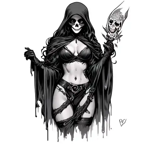 Sexy Female Grim Reaper Holding