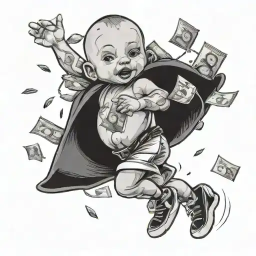 Baby Running With Money Bag