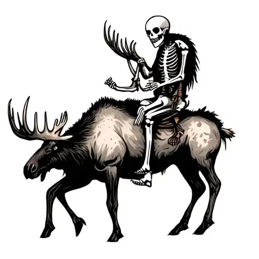 Skeleton Riding A Moose