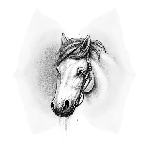 Cute Creepy Horse Cartoon Standing