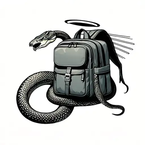 Snake With Halo Slithering Around Backpack