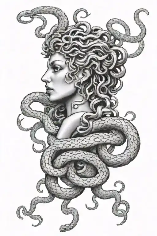 Medusa Head With Snake