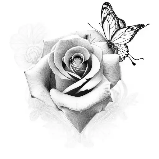 Rose And Butterfly Combined