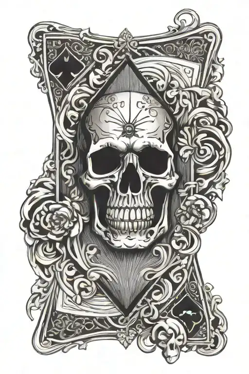 Playing Cards Diamond Ace With Skull Inside