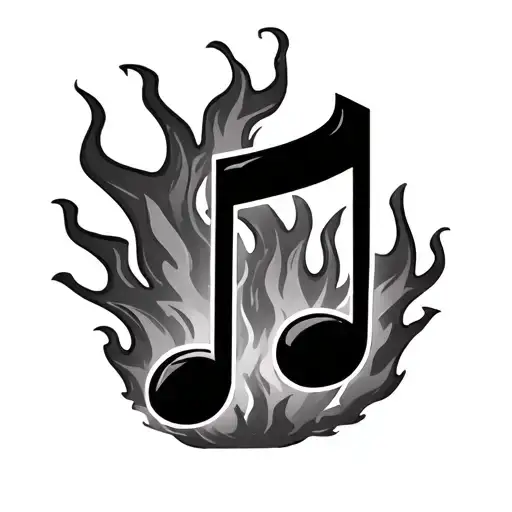 Music Note With Fire On The Bottom