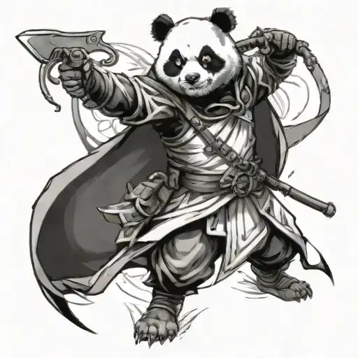 Panda Dresses As Assassin's Creed And Using Secret Blade From Assassin's Creed