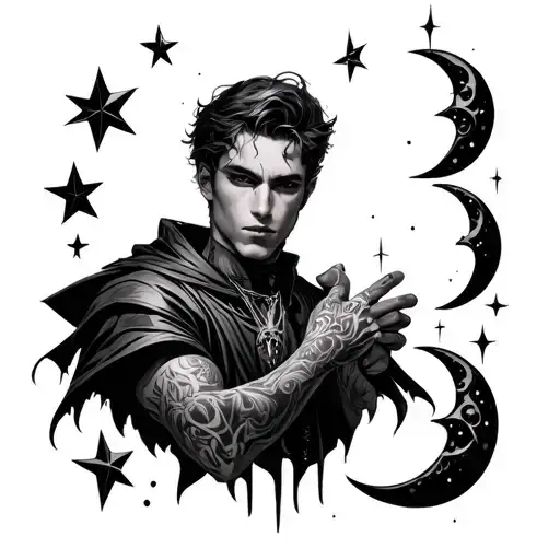 Starboy With Some Star And Moon Elements Intertwined