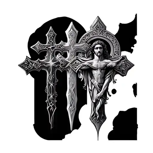 3 God Crosses With Background