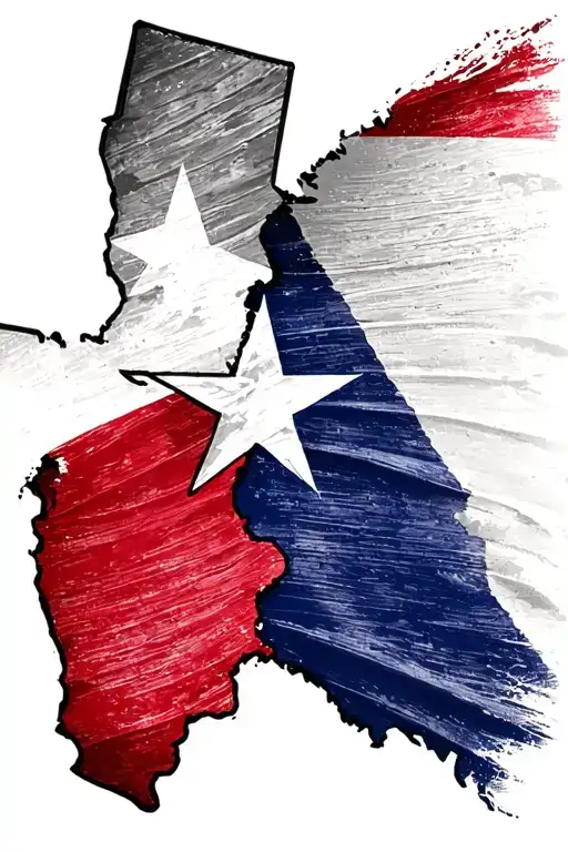 California And Texas Flag Merged