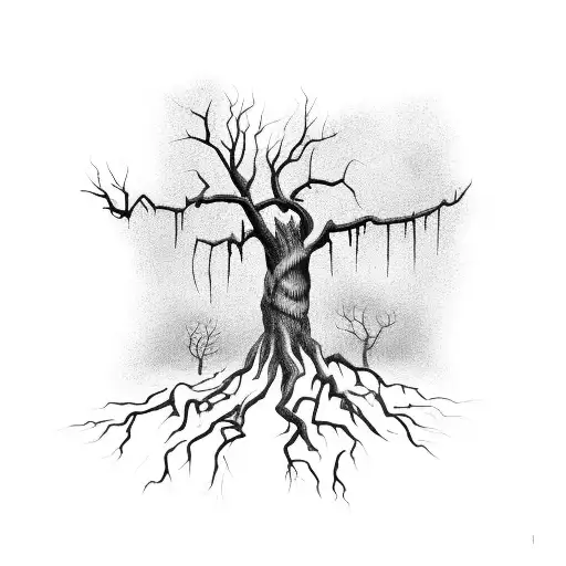 Grim Reaper In Dead Oak Tree