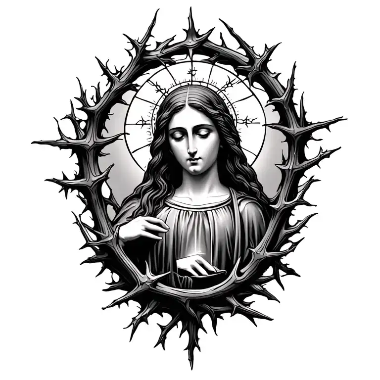 Thorns Entering The Shoulder Underneath The Mother Of God