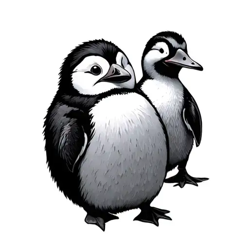 Fat Penguin Small Penguin And A Dorky Duck