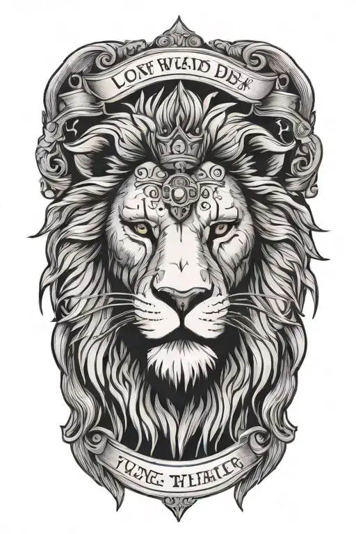 Lion Head With Angles Flying Over The Lion Head With A Bible Verse That Shows Love And Loyalty