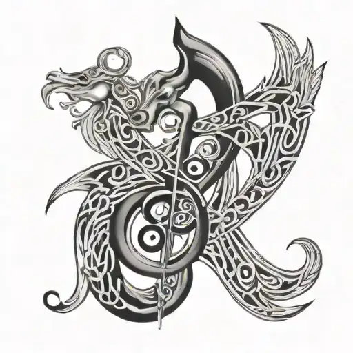 Capricorn And Music Note Intertwined