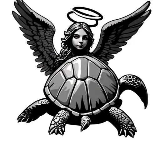 Simple Angel Turtle With Wings Halo