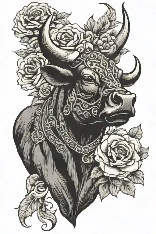 Western Flower With Bull Head