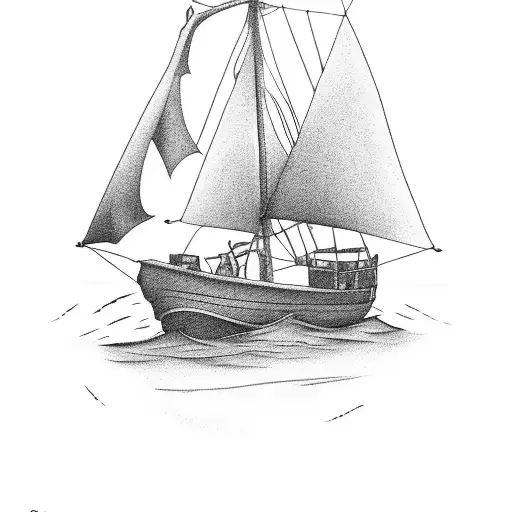 Simple Sailboat With Captain Dumping Water