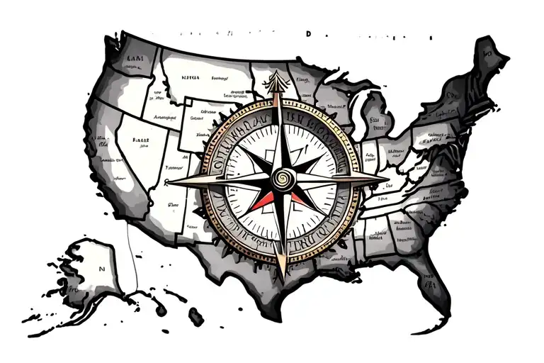 A Compass On An Antique Map Of The Eastern United States