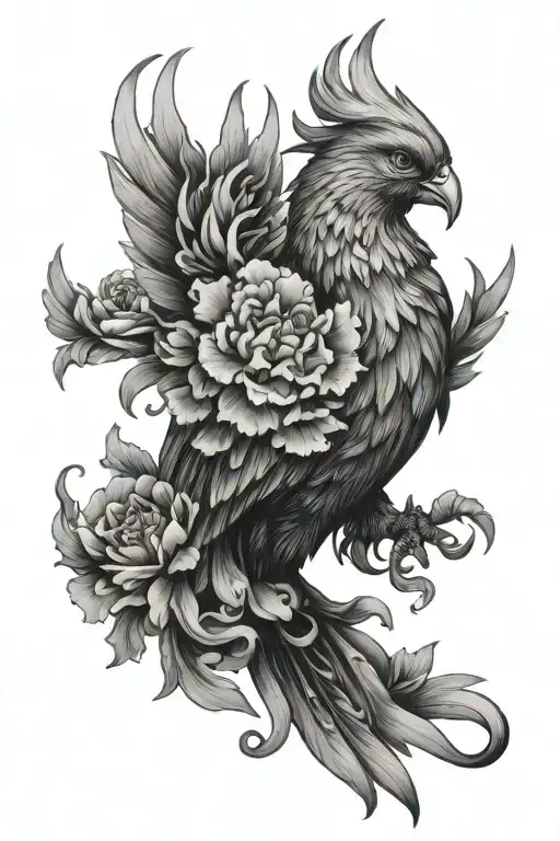 Phoenix With Carnation Flower